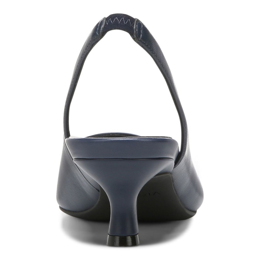Vionic Navy Leather Ziva Kitten Heel