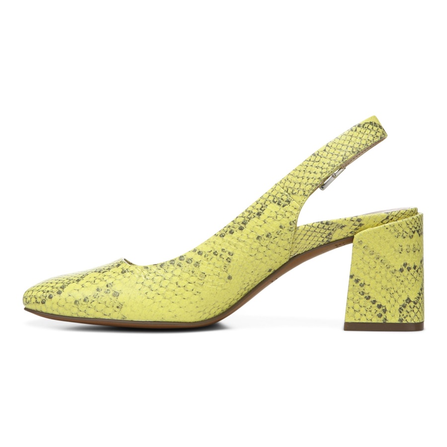 Vionic Nola Block Heel Neon Lemon Snake