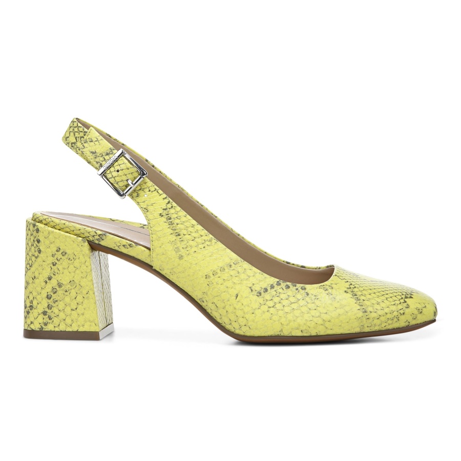 Vionic Nola Block Heel Neon Lemon Snake