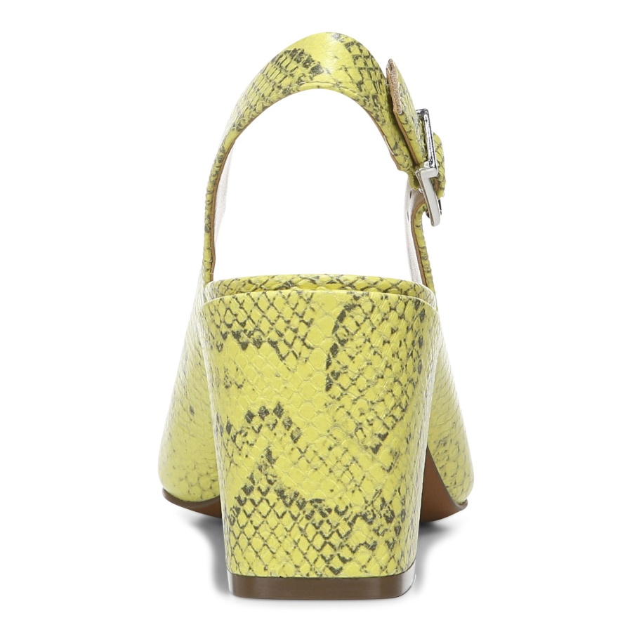 Vionic Nola Block Heel Neon Lemon Snake
