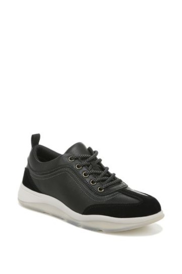 Vionic Nyla Black Tumbled Leather Lace Up Shoes