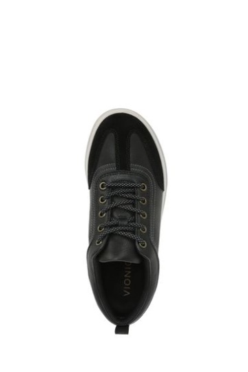 Vionic Nyla Black Tumbled Leather Lace Up Shoes