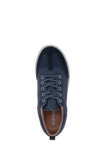 Vionic Nyla Navy Blue Tumbled Leather Lace Up Shoes