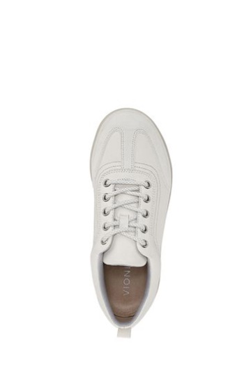 Vionic Nyla White Marshmallow Leather Lace Up Shoes