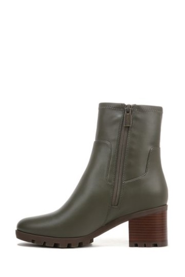 Vionic Olive Green Stretch Synthetic Ronan Mid Shaft Boots