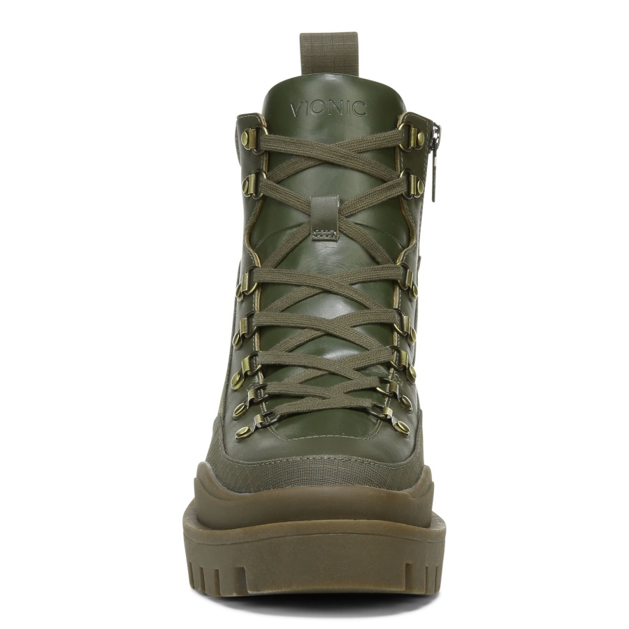 Vionic Olive Leather Textile Jaxen Boot