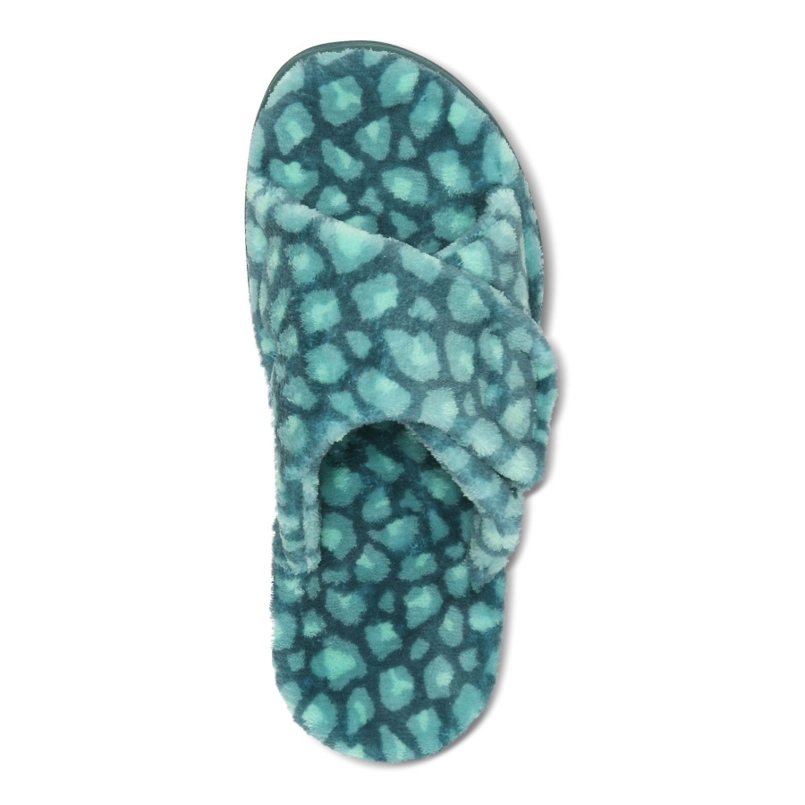 Vionic Posy Green Leopard Relax Slippers