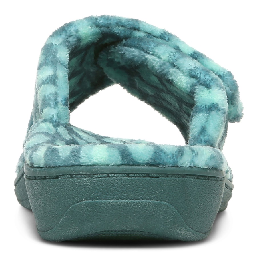 Vionic Posy Green Leopard Relax Slippers