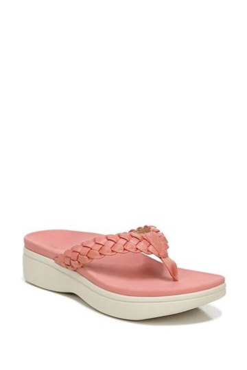 Vionic Red Kenji Thong Wedge Sandals