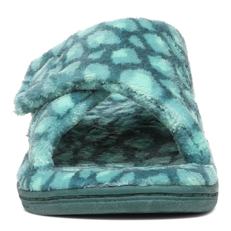Vionic Relax Slipper Posy Green Leopard
