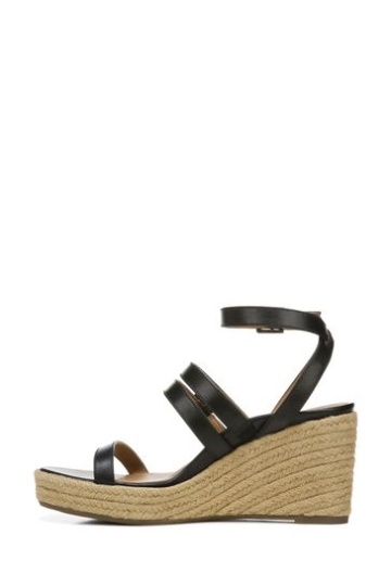 Vionic Sabina Black Leather Ankle Strap Sandals