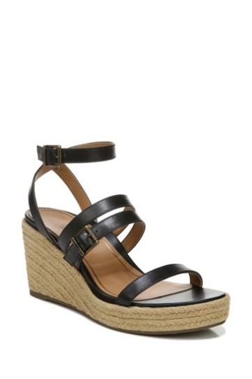 Vionic Sabina Black Leather Ankle Strap Sandals