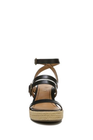 Vionic Sabina Black Leather Ankle Strap Sandals