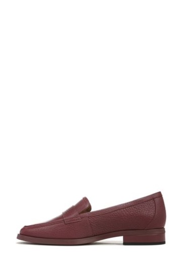Vionic Shiraz Red Tumbled Leather Sellah Slip On Shoes