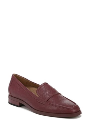 Vionic Shiraz Red Tumbled Leather Sellah Slip On Shoes