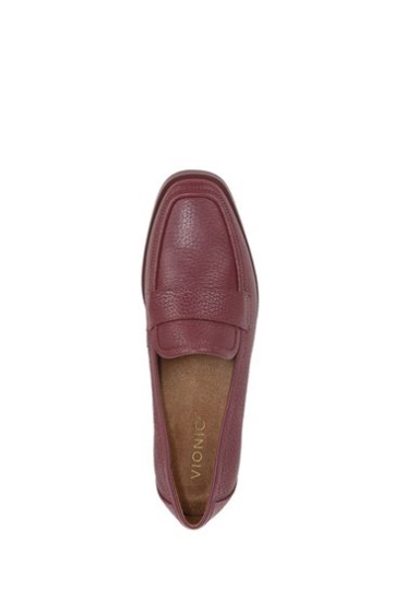 Vionic Shiraz Red Tumbled Leather Sellah Slip On Shoes