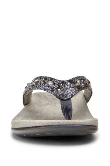 Vionic Slate Grey Lucia Thong Toe Post Sandals