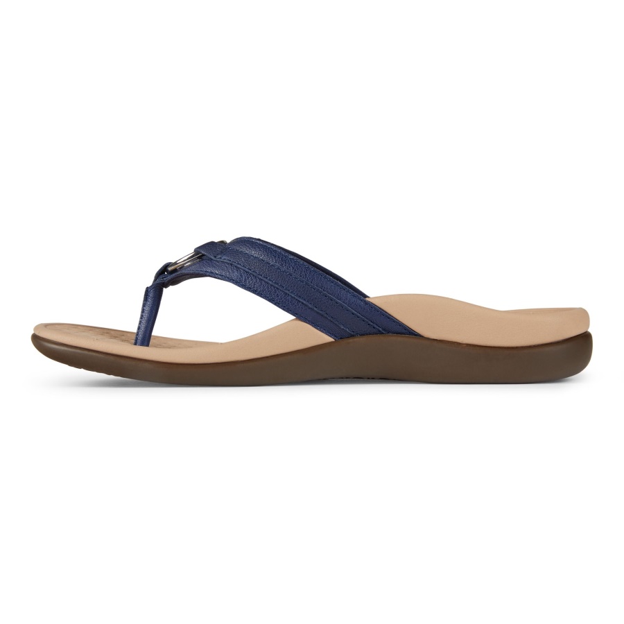 Vionic Tide Aloe Toe Post Sandal Navy Leather