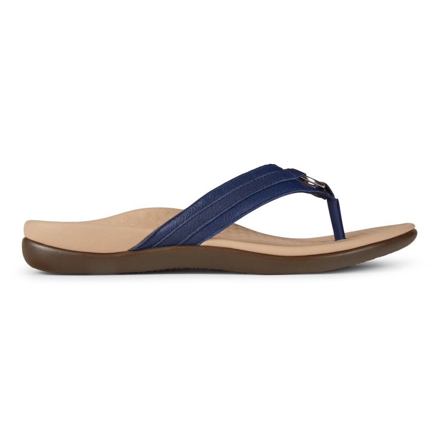 Vionic Tide Aloe Toe Post Sandal Navy Leather
