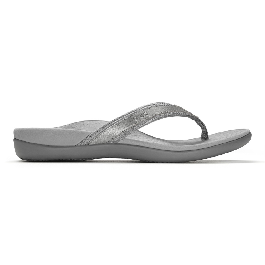 Vionic Tide II Toe Post Sandal Pewter Metallic
