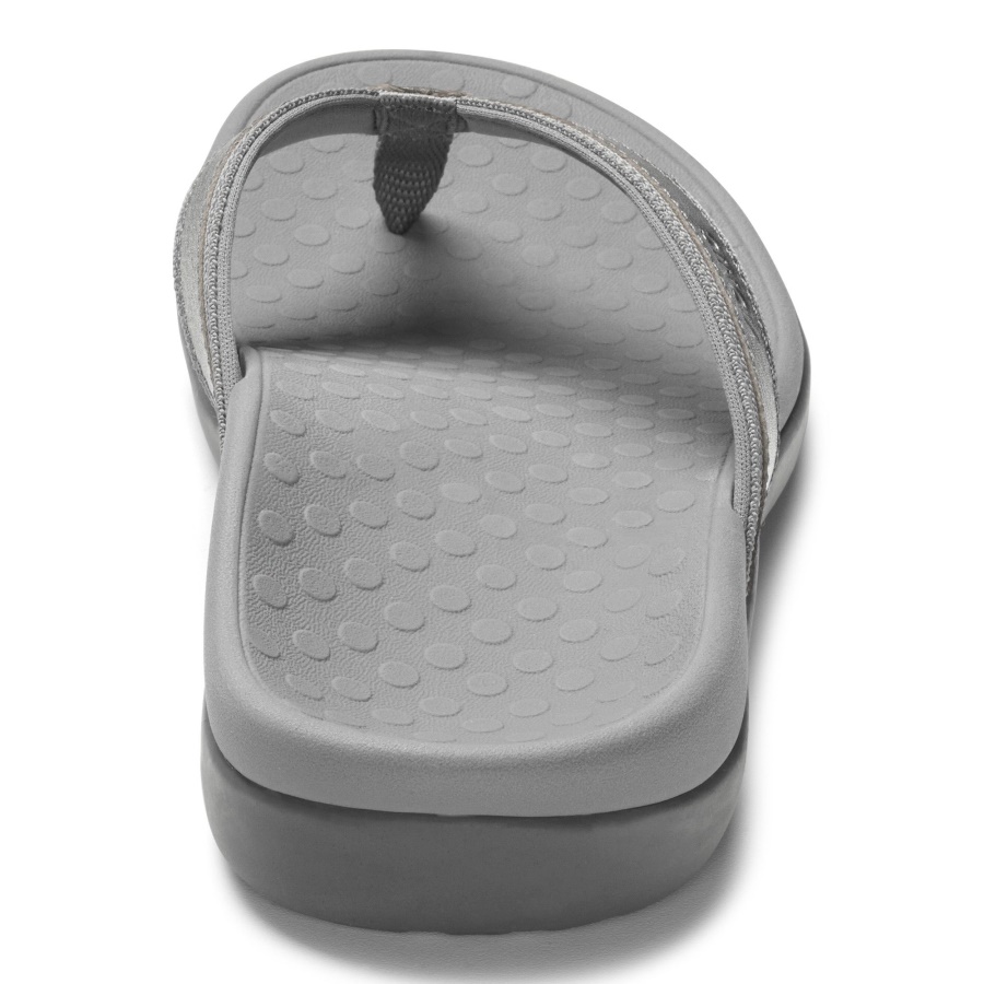 Vionic Tide II Toe Post Sandal Pewter Metallic