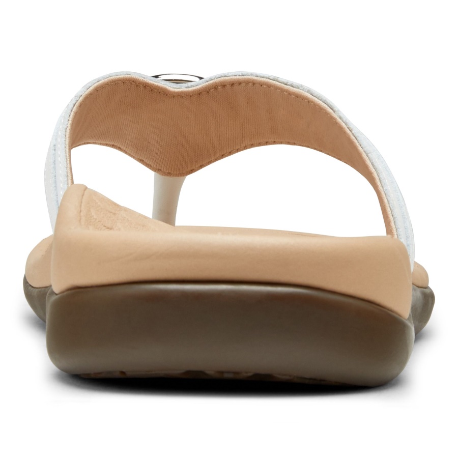 Vionic White Leather Tide Aloe Toe Post Sandal