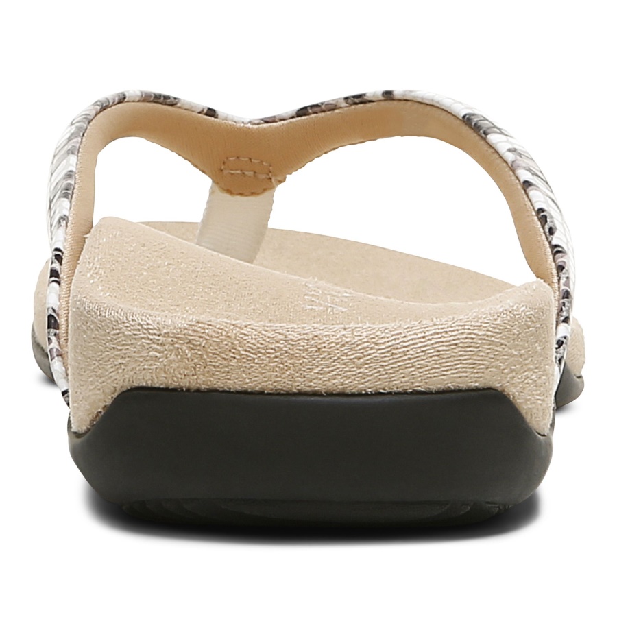 Vionic White Leopard Dillon Toe Post Sandal