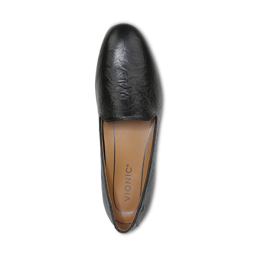 Vionic Willa Flat Black Leather