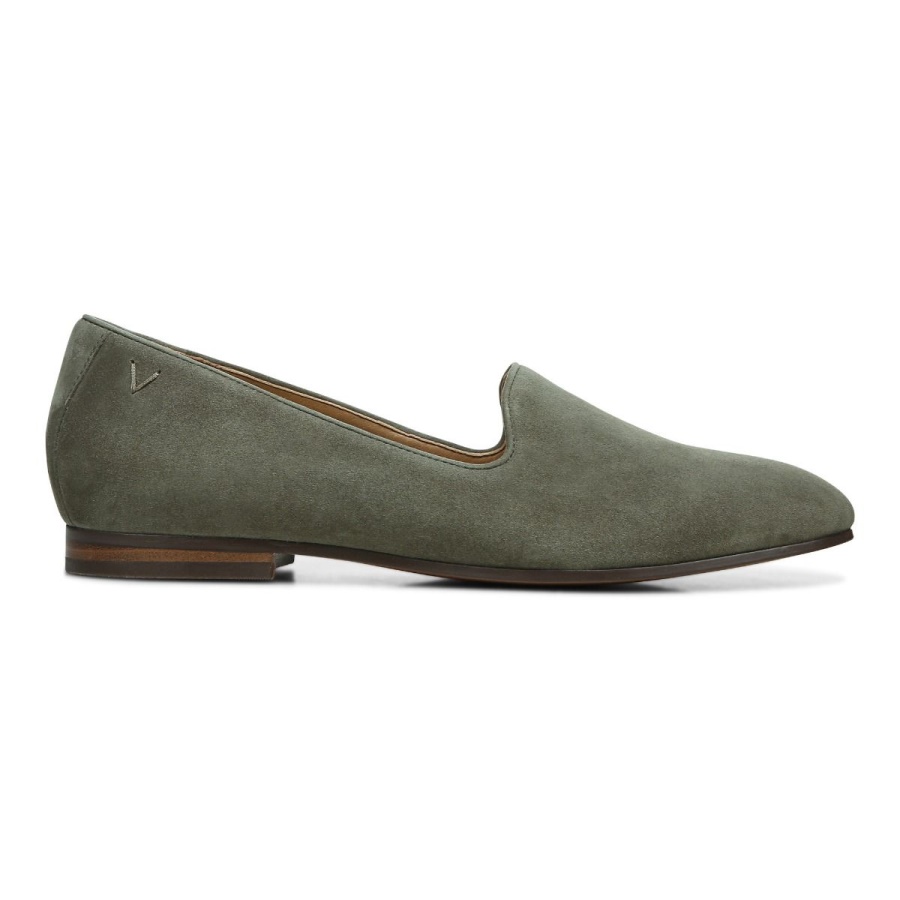 Vionic Willa Slip on Flat Olive Suede
