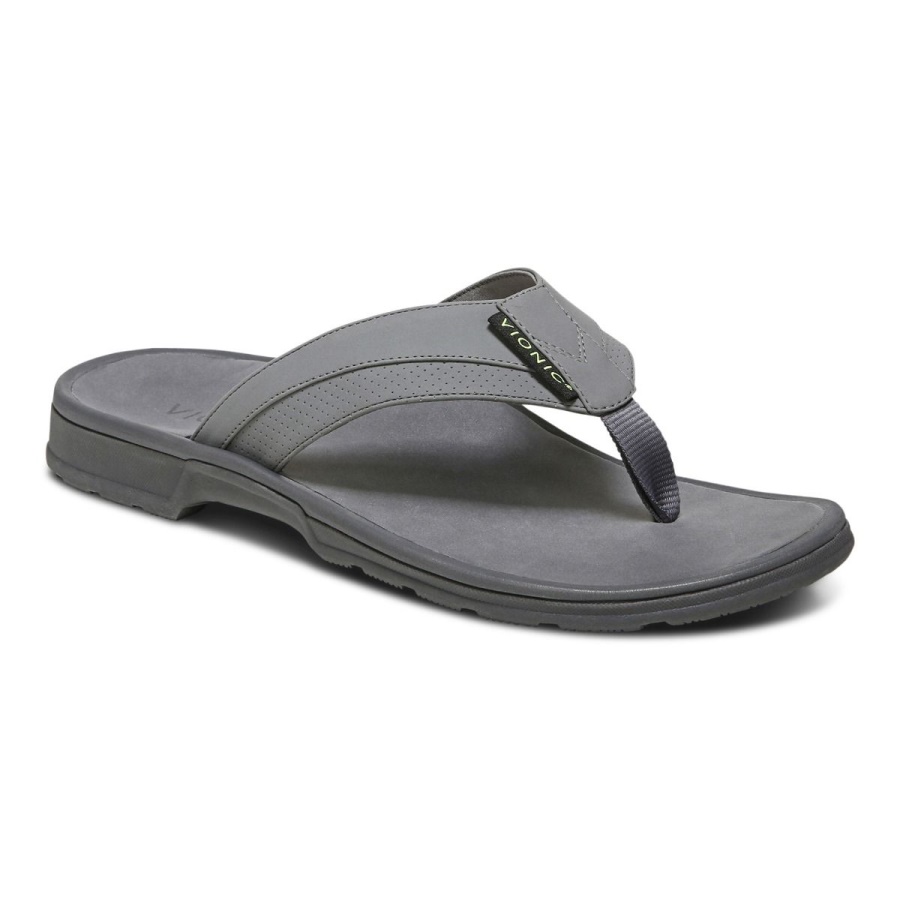 Vionic Wyatt Toe Post Sandal Charcoal