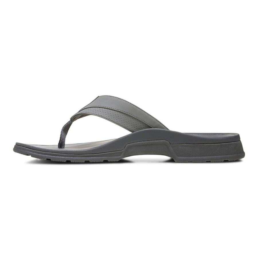 Vionic Wyatt Toe Post Sandal Charcoal