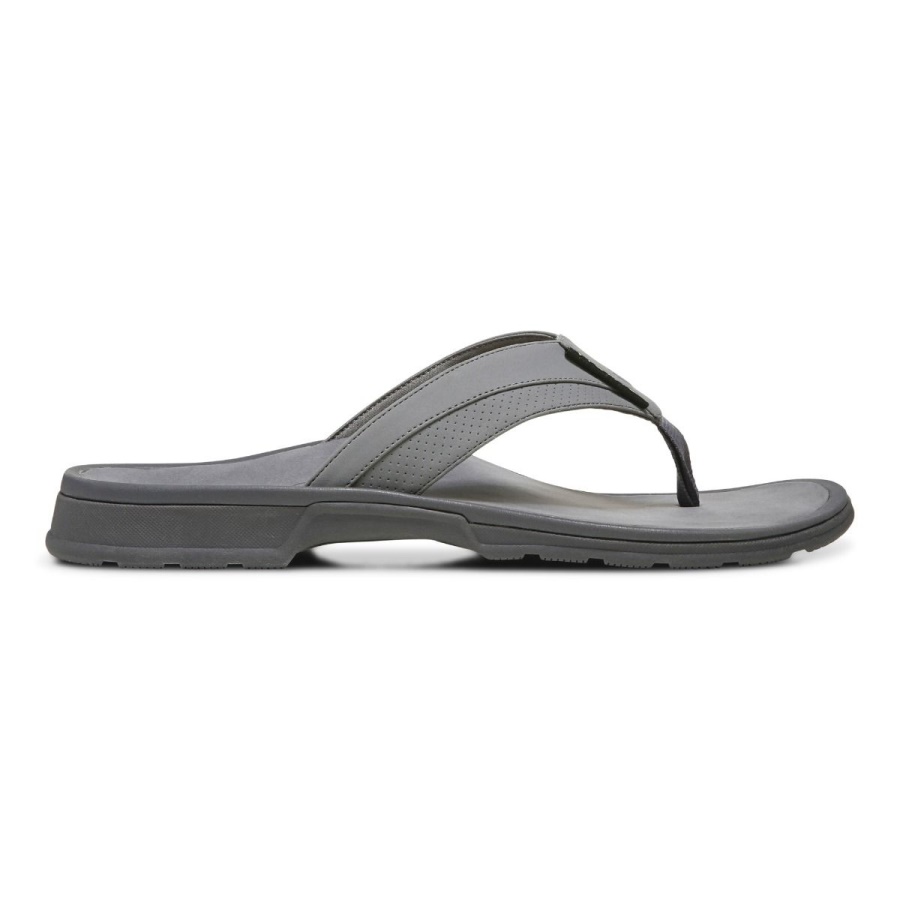 Vionic Wyatt Toe Post Sandal Charcoal