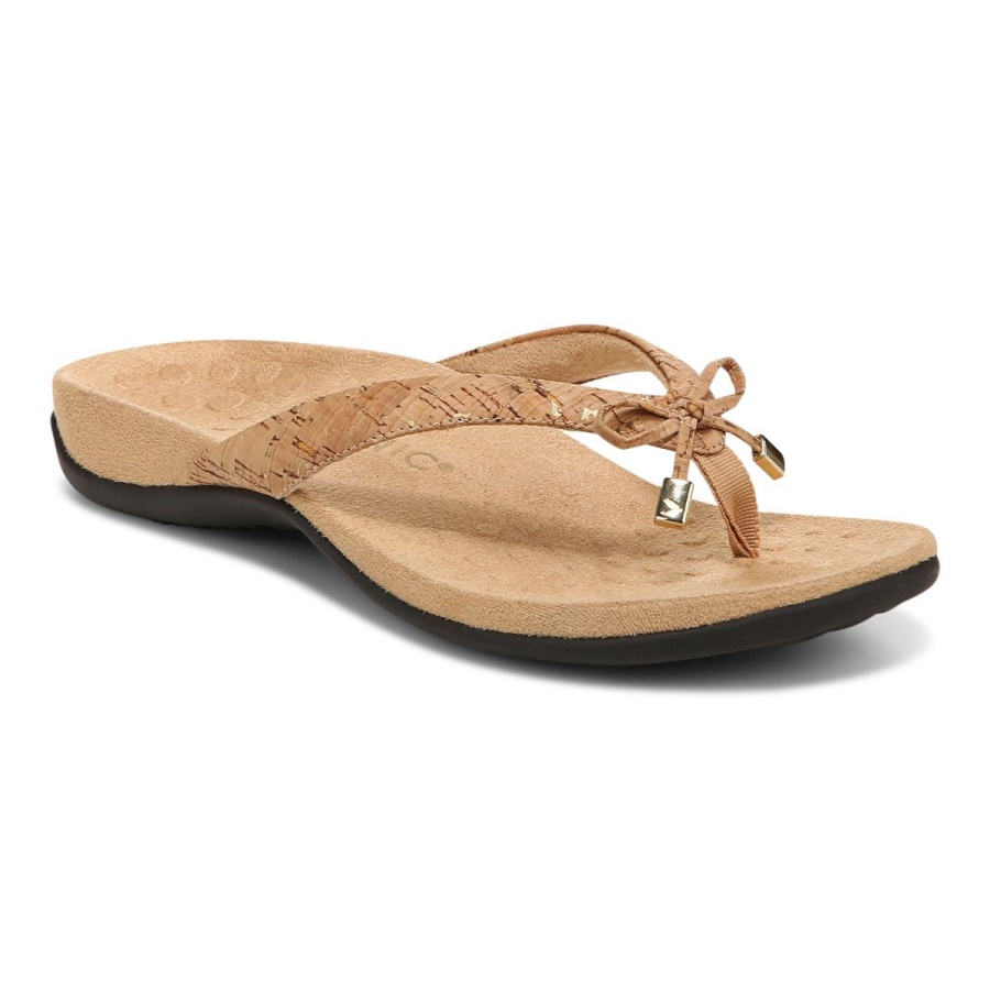 Vionic Bella Toe Post Sandal Gold Cork