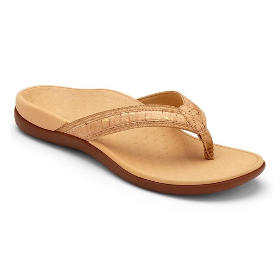 Vionic Gold Cork Tide II Toe Post Sandal