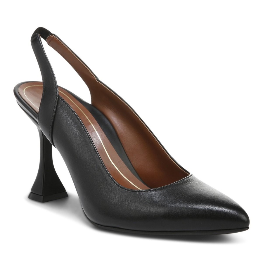 Black Leather Vionic Adalena Heel