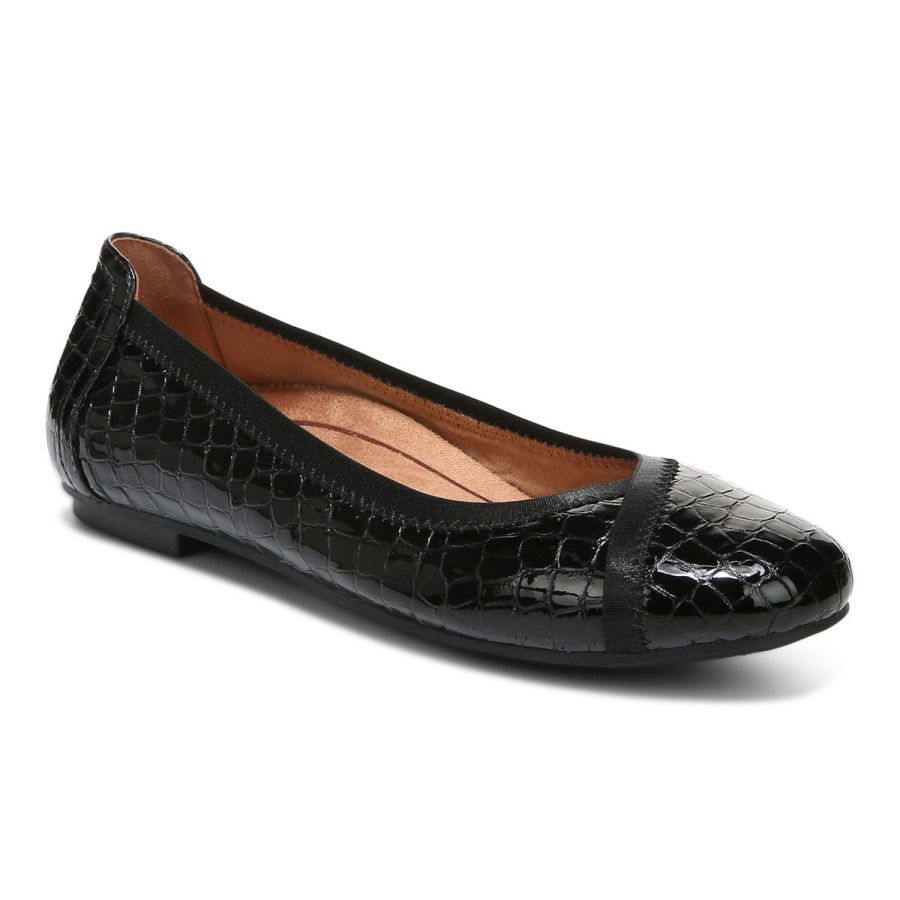 Vionic Black Croc Caroll Ballet Flat