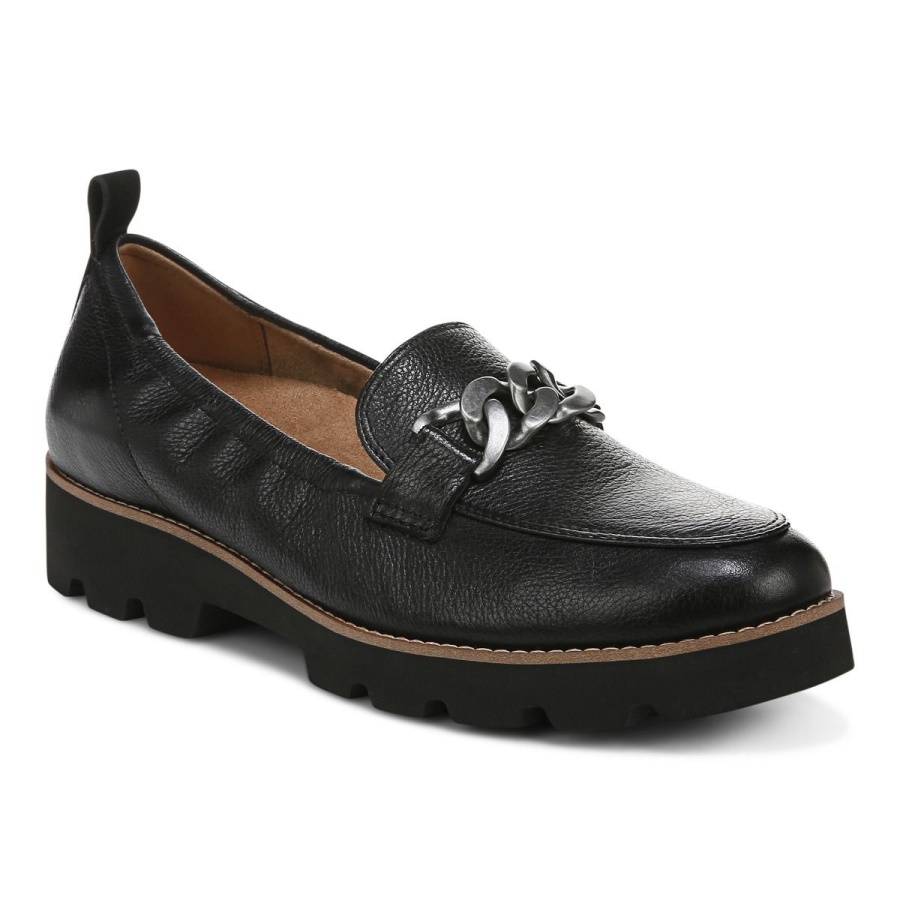 Vionic Black Leather Cynthia Loafer