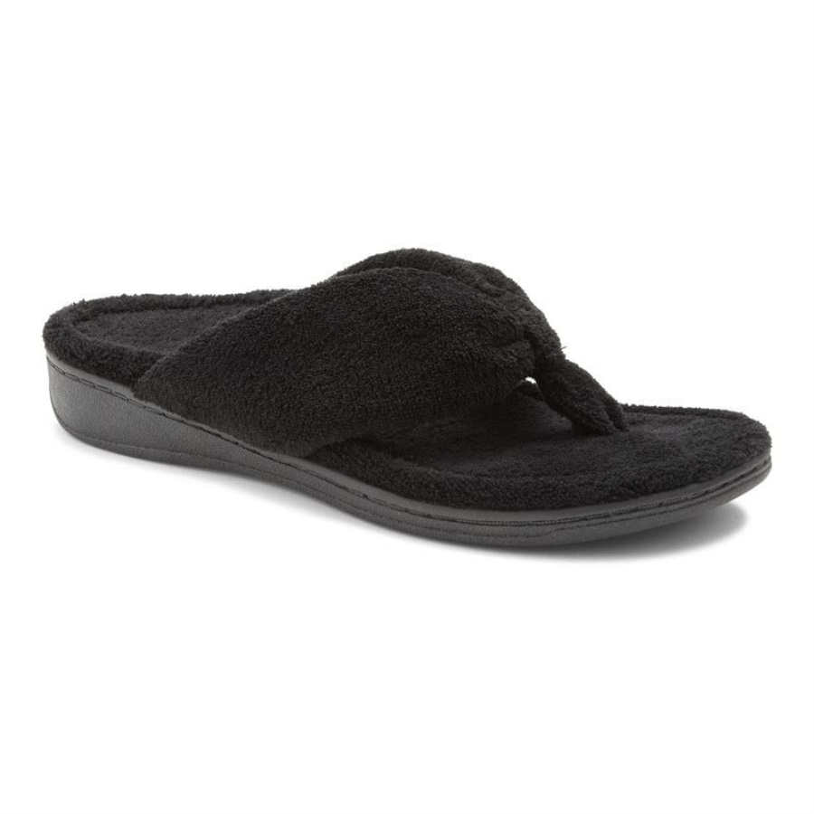 Vionic Black Gracie Toe Post Slipper