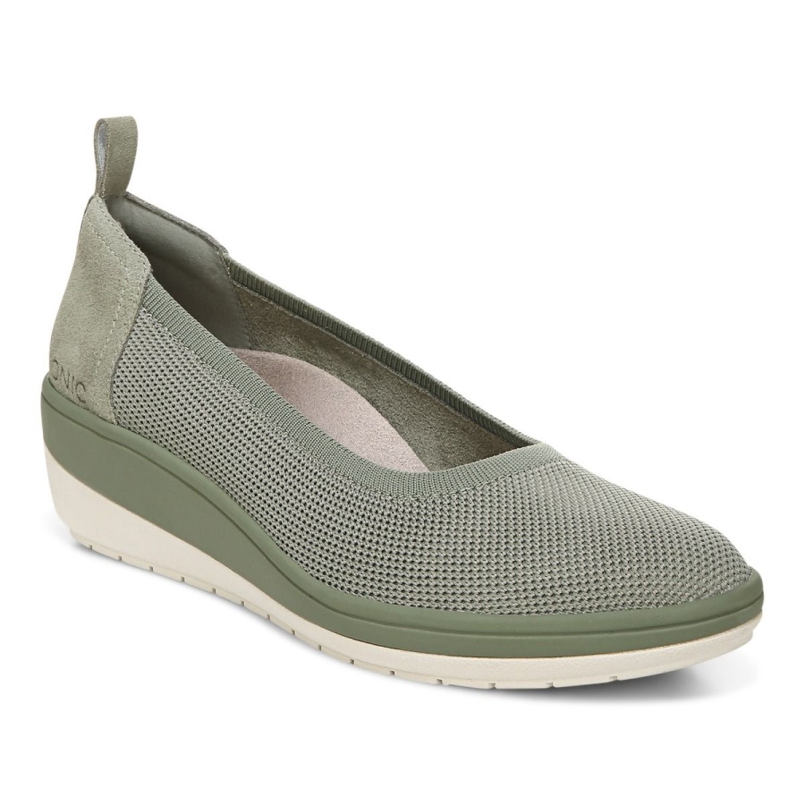 Army Green Jacey Knit Wedge Vionic