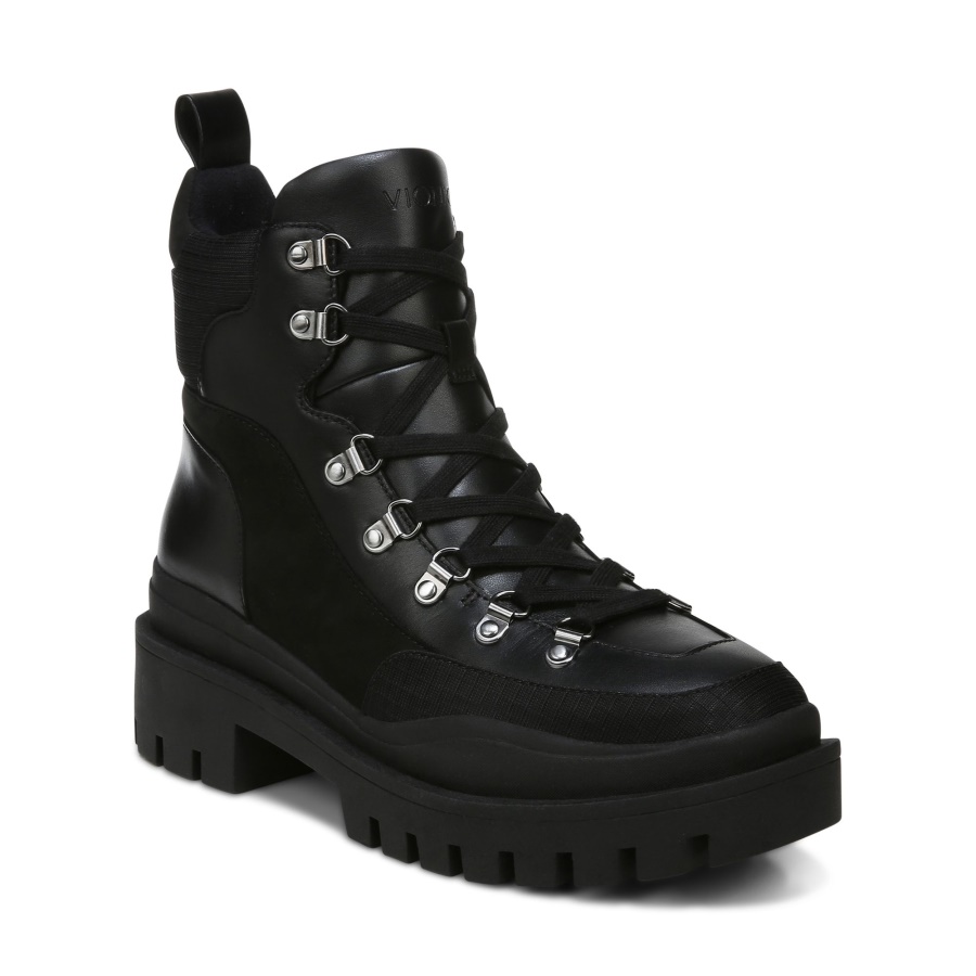Vionic Jaxen Boot Black Leather Textile