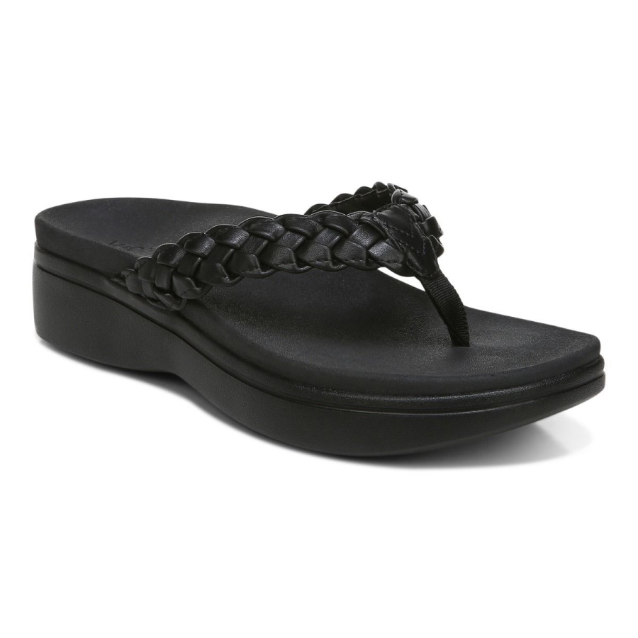 Vionic Black Kenji Platform Sandal