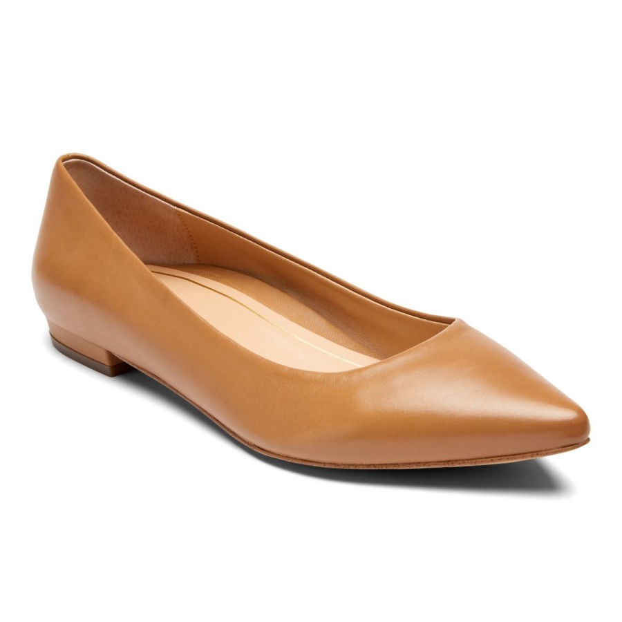 Macaroon Leather Vionic Lena Ballet Flat