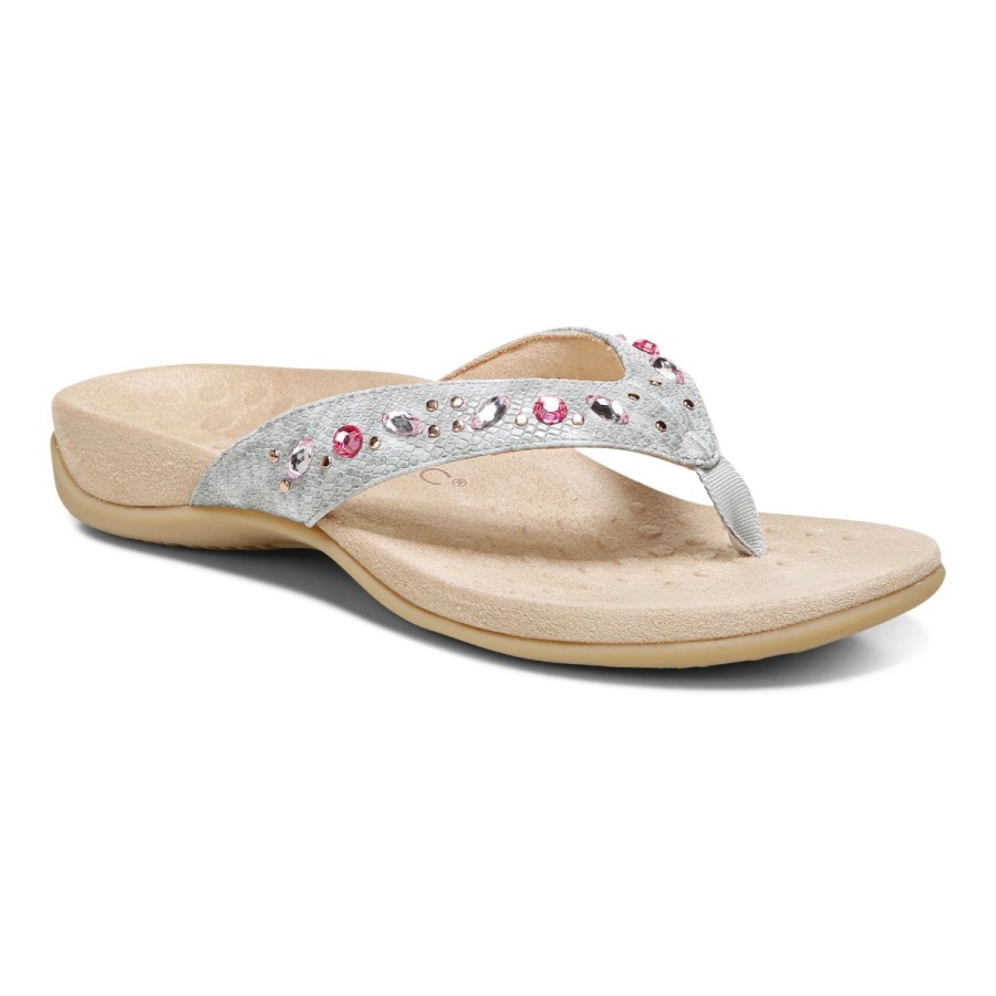 Lucia Toe Post Sandal Light Grey Vionic