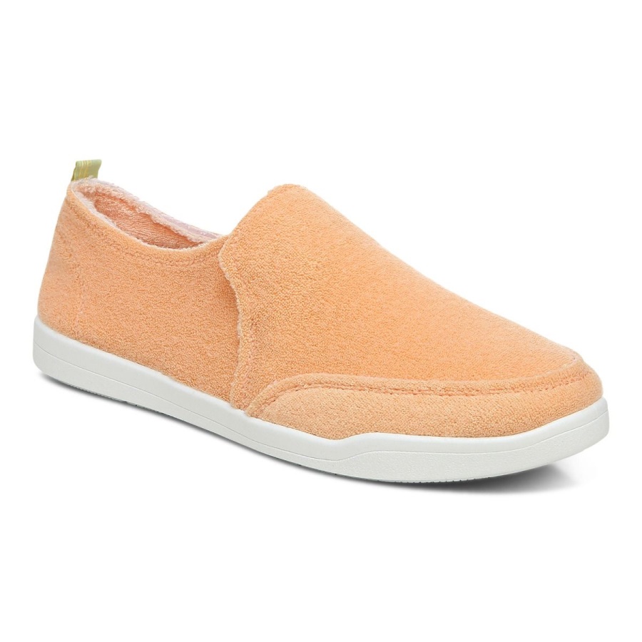 Apricot Terry Vionic Beach Malibu Slip on Sneaker: Terry