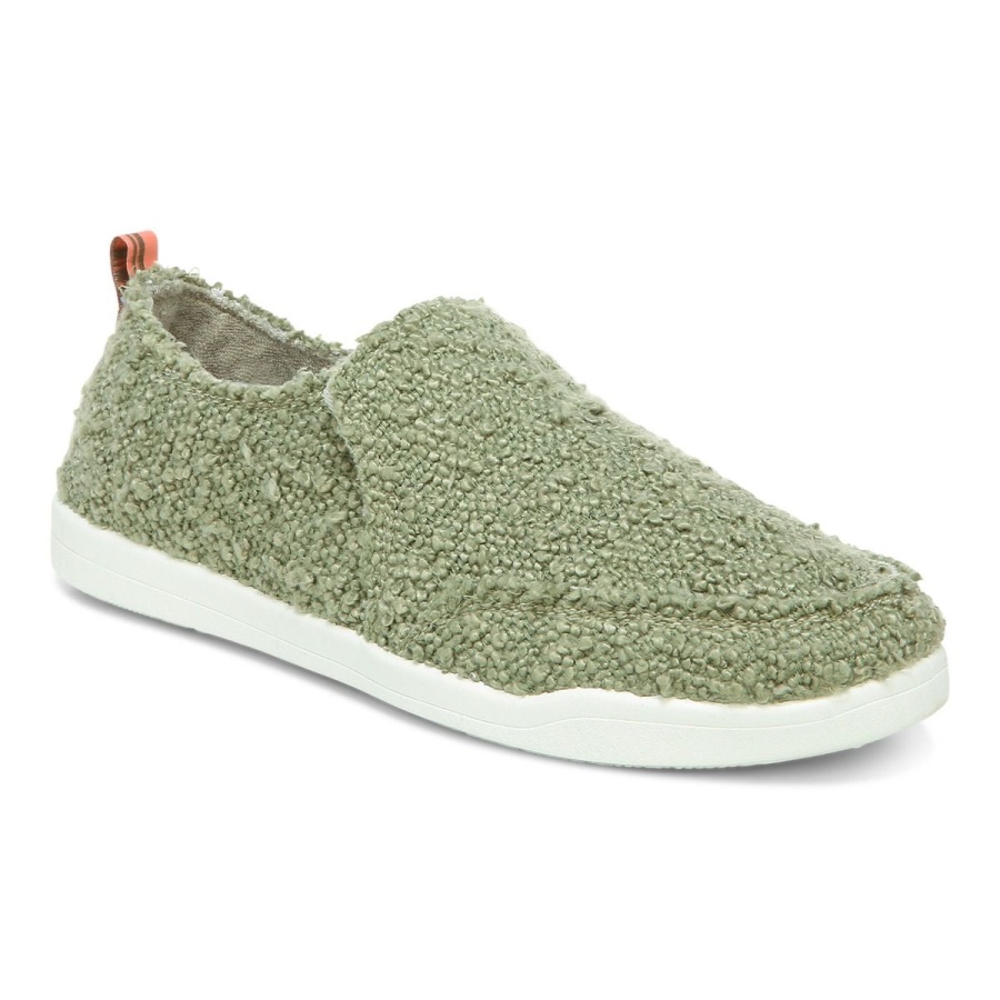Army Green Boucle Vionic Beach Malibu Slip on Sneaker: Boucle