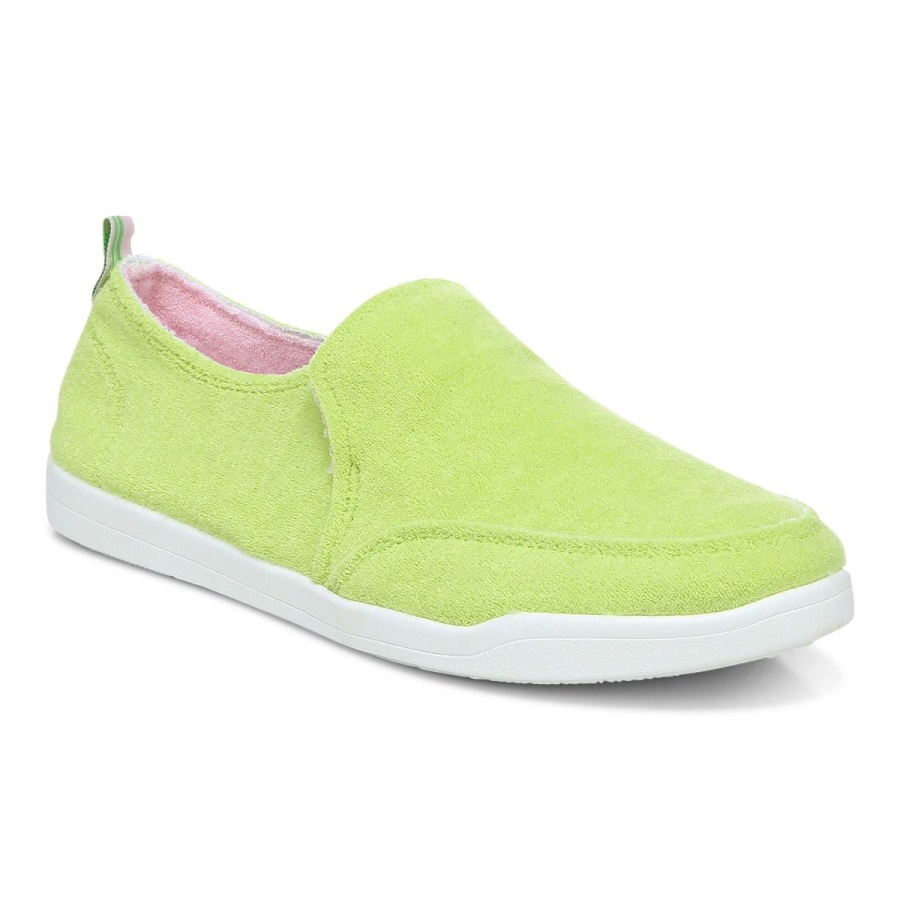 Vionic Lime Terry Beach Malibu Slip on Sneaker: Terry