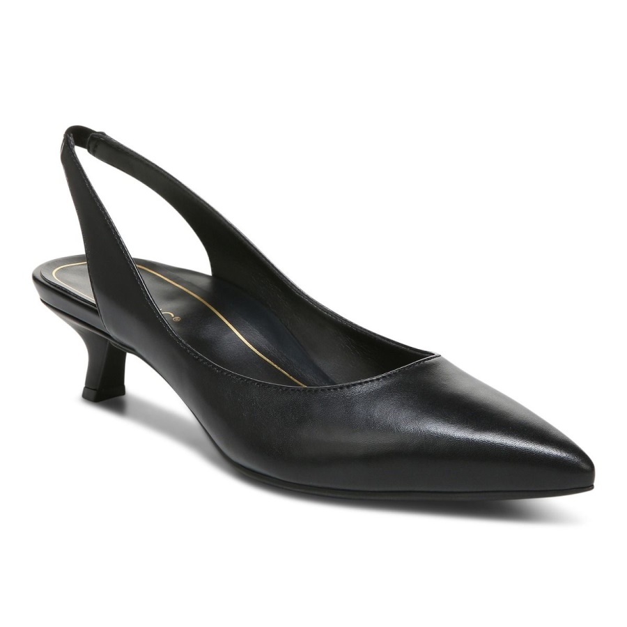 Ziva Kitten Heel Black Leather Vionic