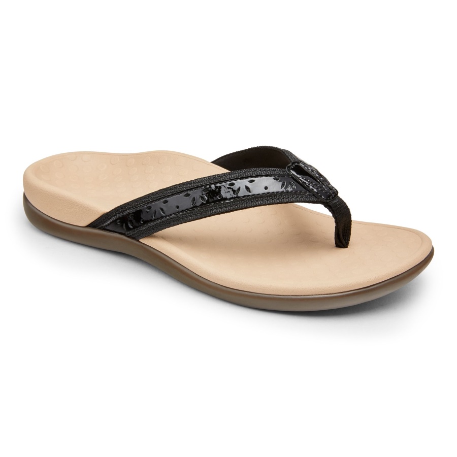 Black Vionic Casandra Toe Post Sandal