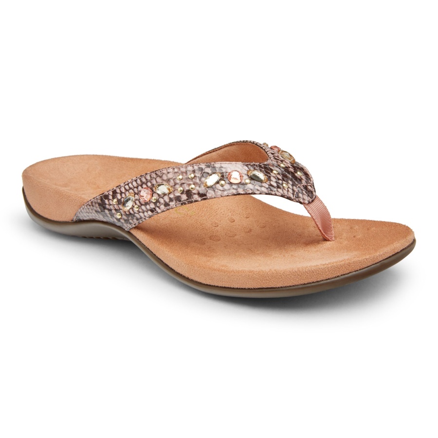 Lucia Toe Post Sandal Vionic Camelia Snake