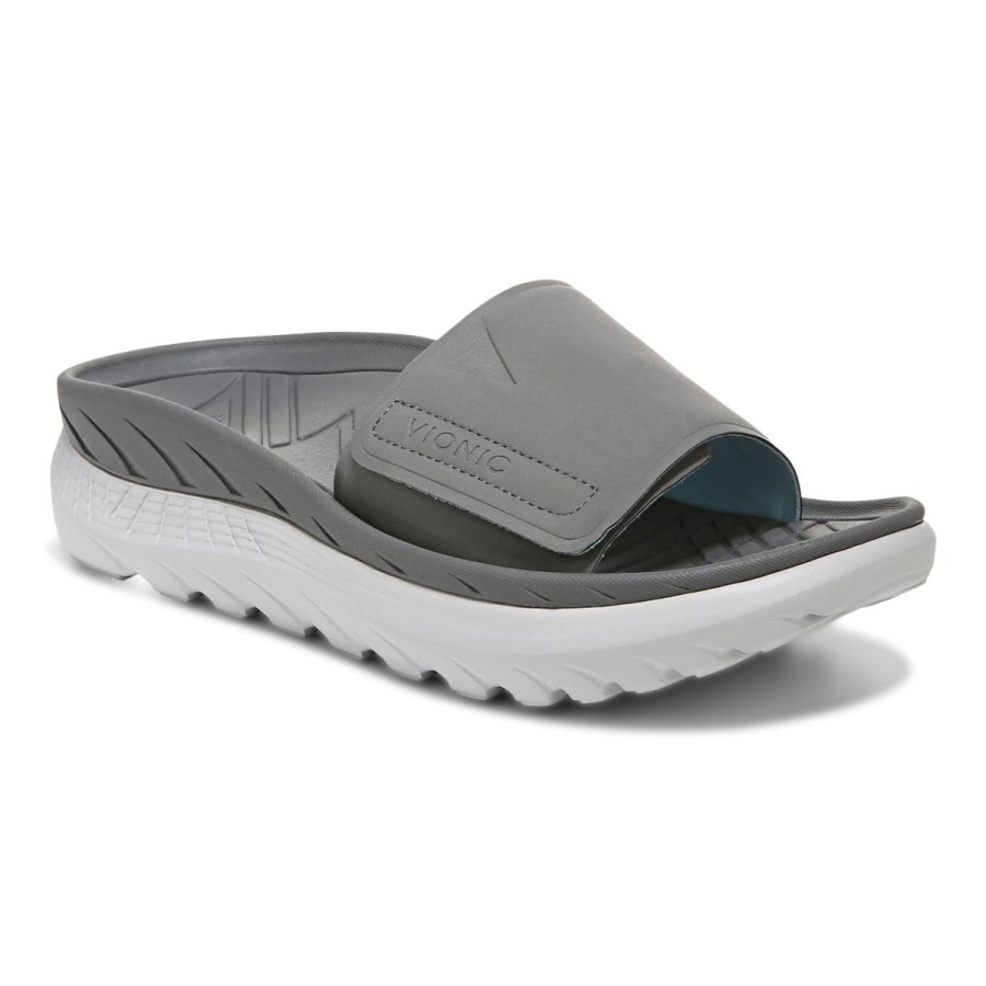 Vionic Rejuvenate All Gender Recovery Sandal Charcoal Vapor